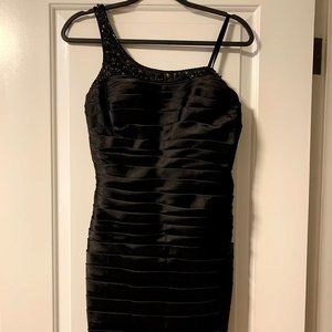 Adrianna Papell Black One Shoulder Dress, Size 6P